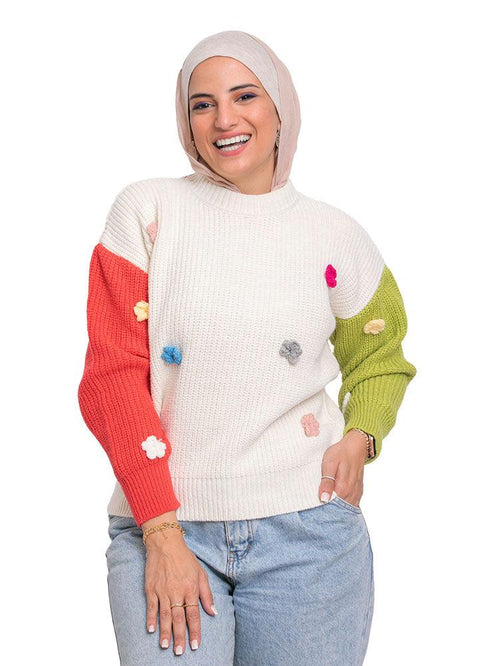Bastag*Offwhite Flower Pullover - Khotwh